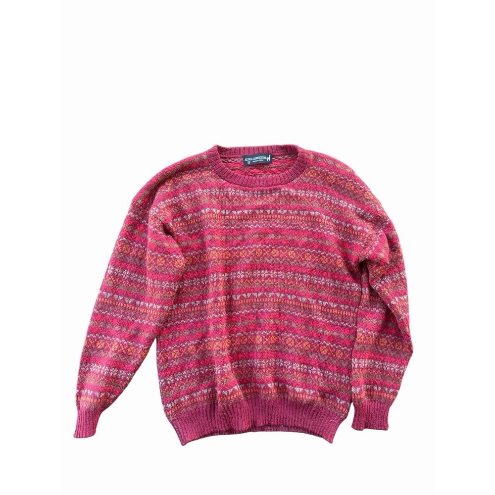 Alpaca Connection Peru Sweater Alpaca Wool Knit Red Womens Crew Pullover Medium